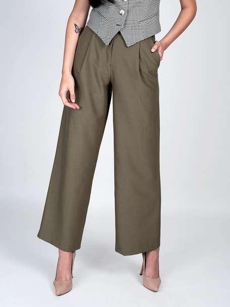 DARTED CROSSOVER TROUSERS - Green