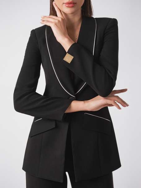 Suit Set with Contrast Trim in White by Cherine Fakhry Lemonade