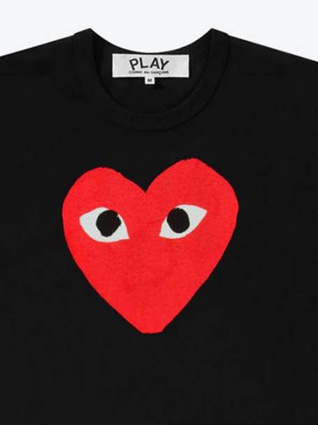 Red Heart Cotton T-Shirt in Black by Comme Des Garçons LEMONADE
