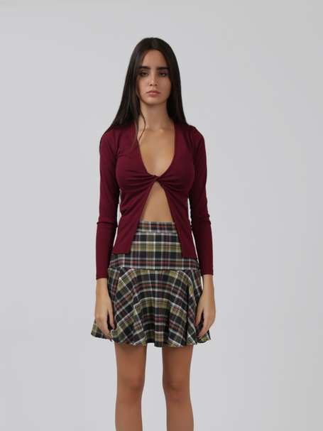 【OVERDUEFLAIR】balloon micro mini skirt_beige check Beige Checked Mini Skirt by One53 | LEMONADE FASHION