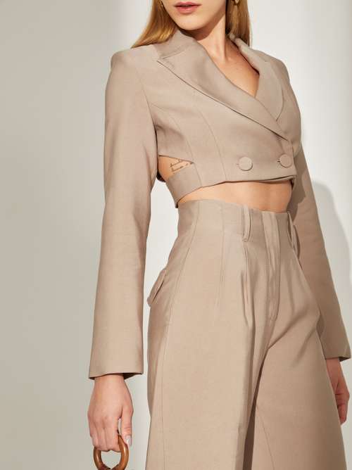 【関税・送料込】Crop blazer & pants set - 19 Shitake Cropped Blazer & Pants Set