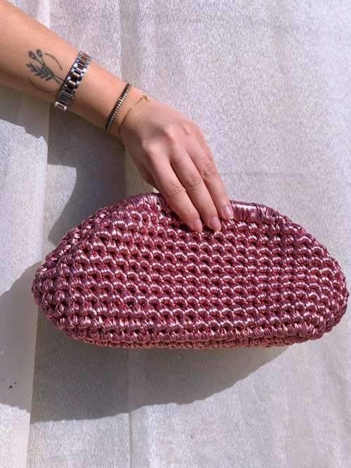 The Metallic Clutch in Pink by Bout De Fil | LEMONADE FASHION