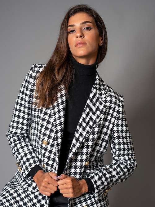 Houndstooth Double Breasted Coat by ZED | LEMONADE FASHION by ZED