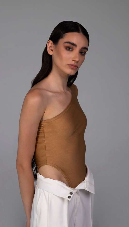 Brick Bodysuit - One-Shoulder Bodysuit - Asymmetrical Bodysuit - Lulus