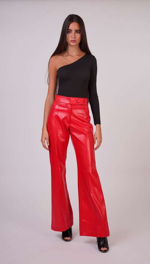 Red Faux Leather Pants by One53 | LEMONADE FASHION