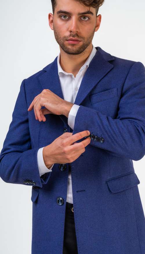 Blue Wool Coat by One53 | LEMONADE FASHION