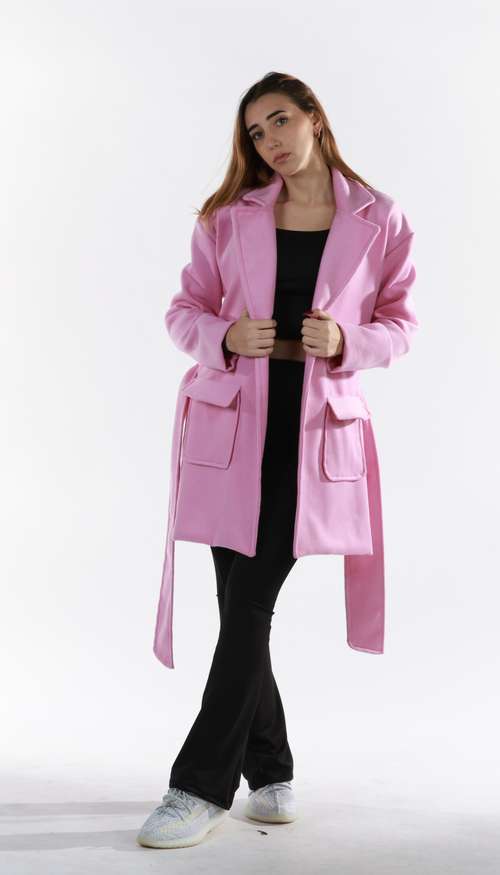 Pink Wool Coat by Lamia Nassif