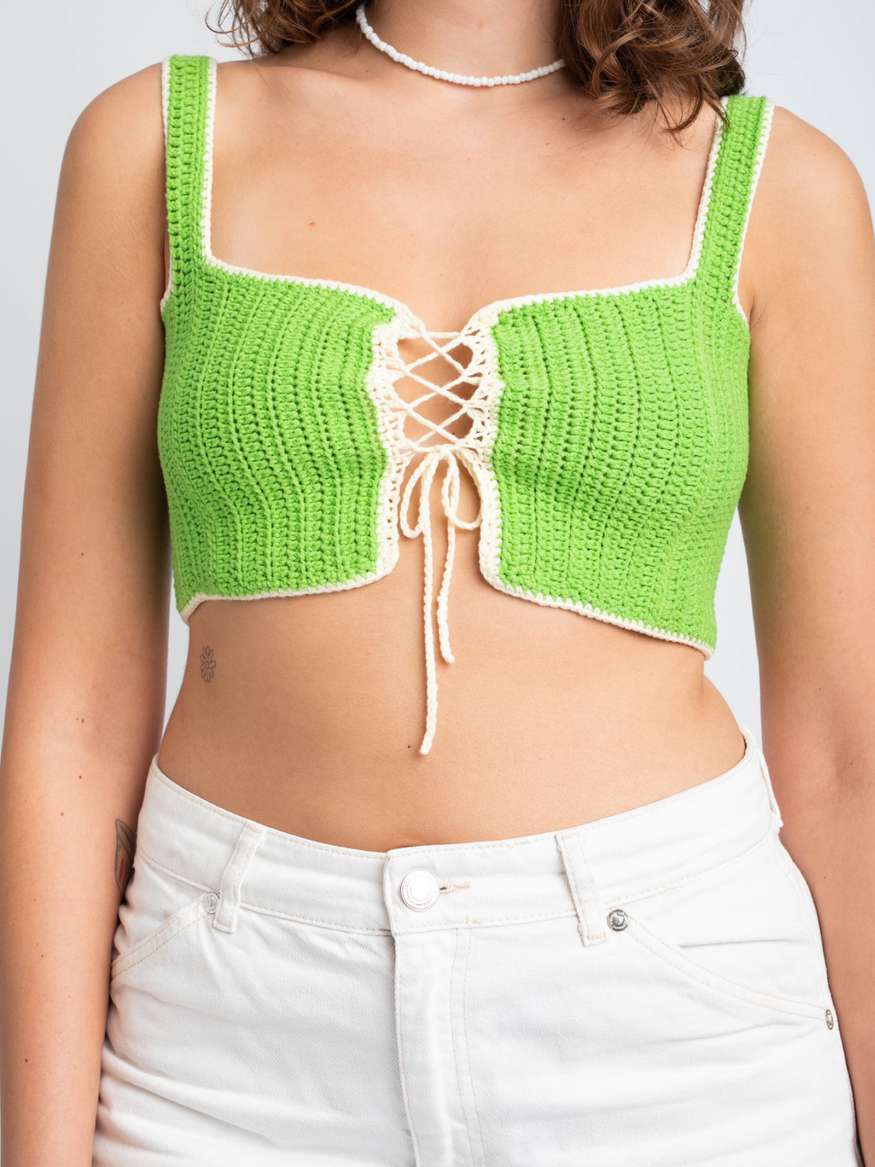 Green sold crochet corset top