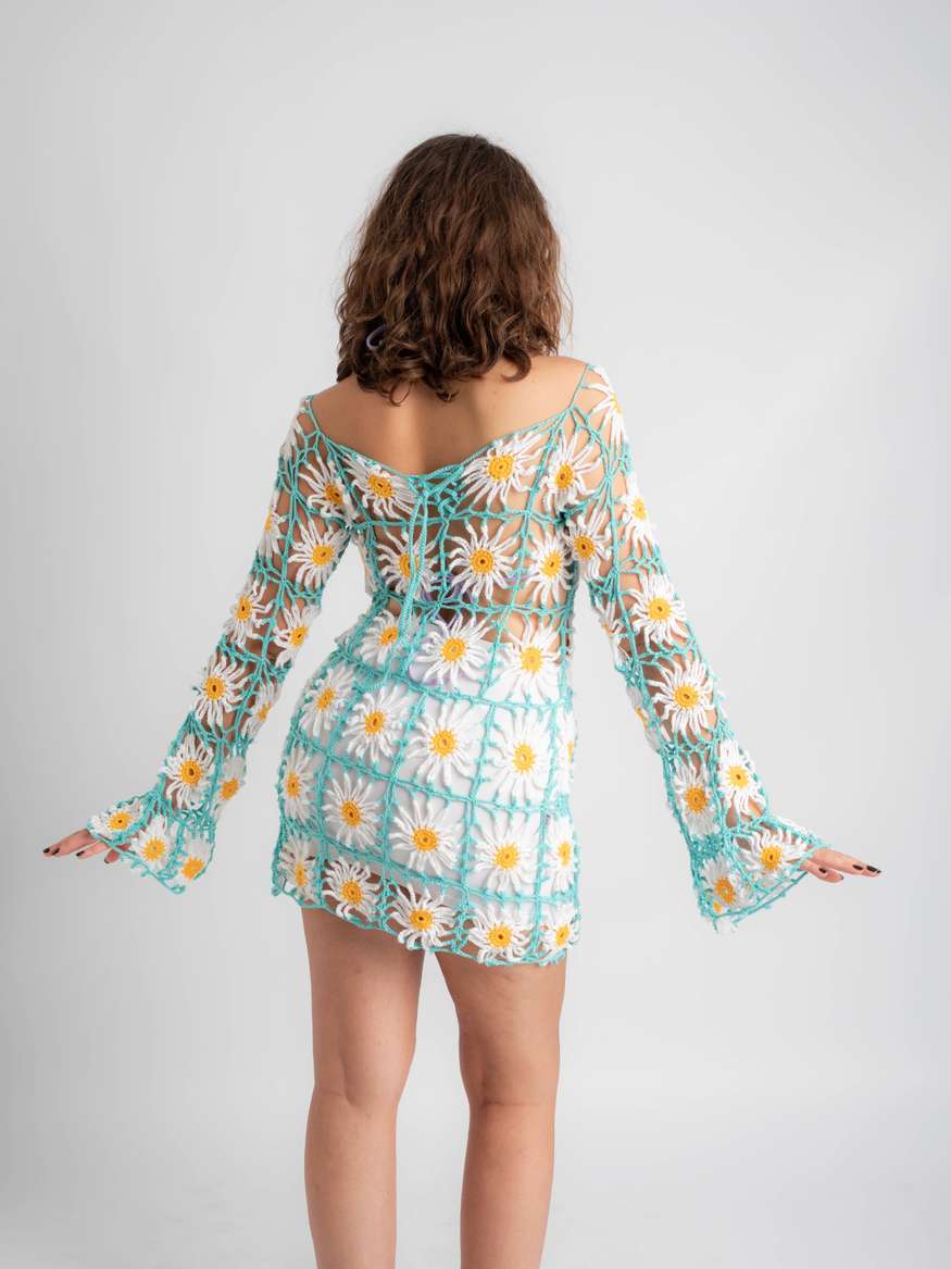 PIPP | Crochet Flower Dress in Blue by KWI PIPP | Crochet Flower Dress in Blue by KWI