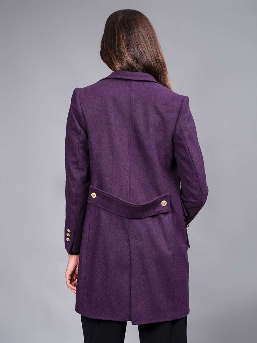 Double Breasted Wool Blend Coat Purple by ZED | LEMONADE FASHION