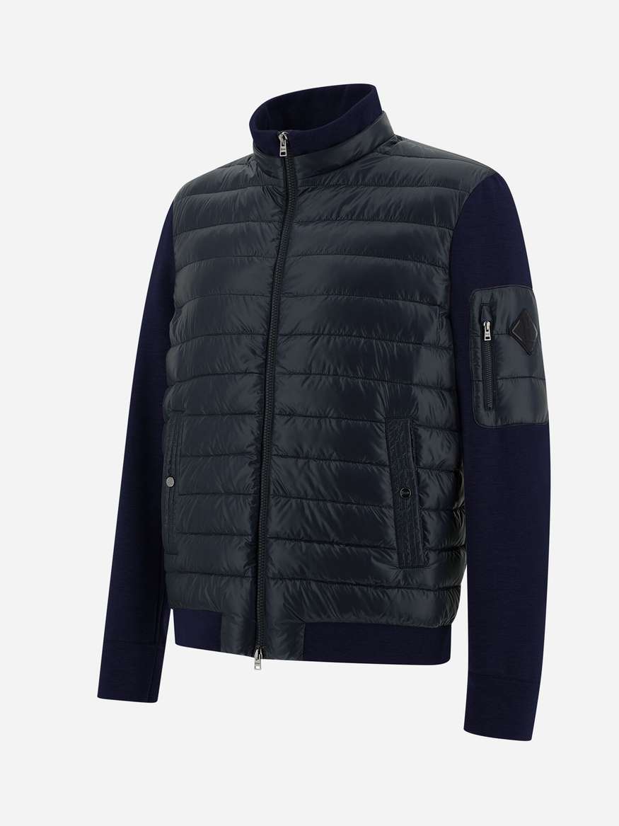 Knitted Bomber Jacket in Navy Blue by Herno | LEMONADE FASHION