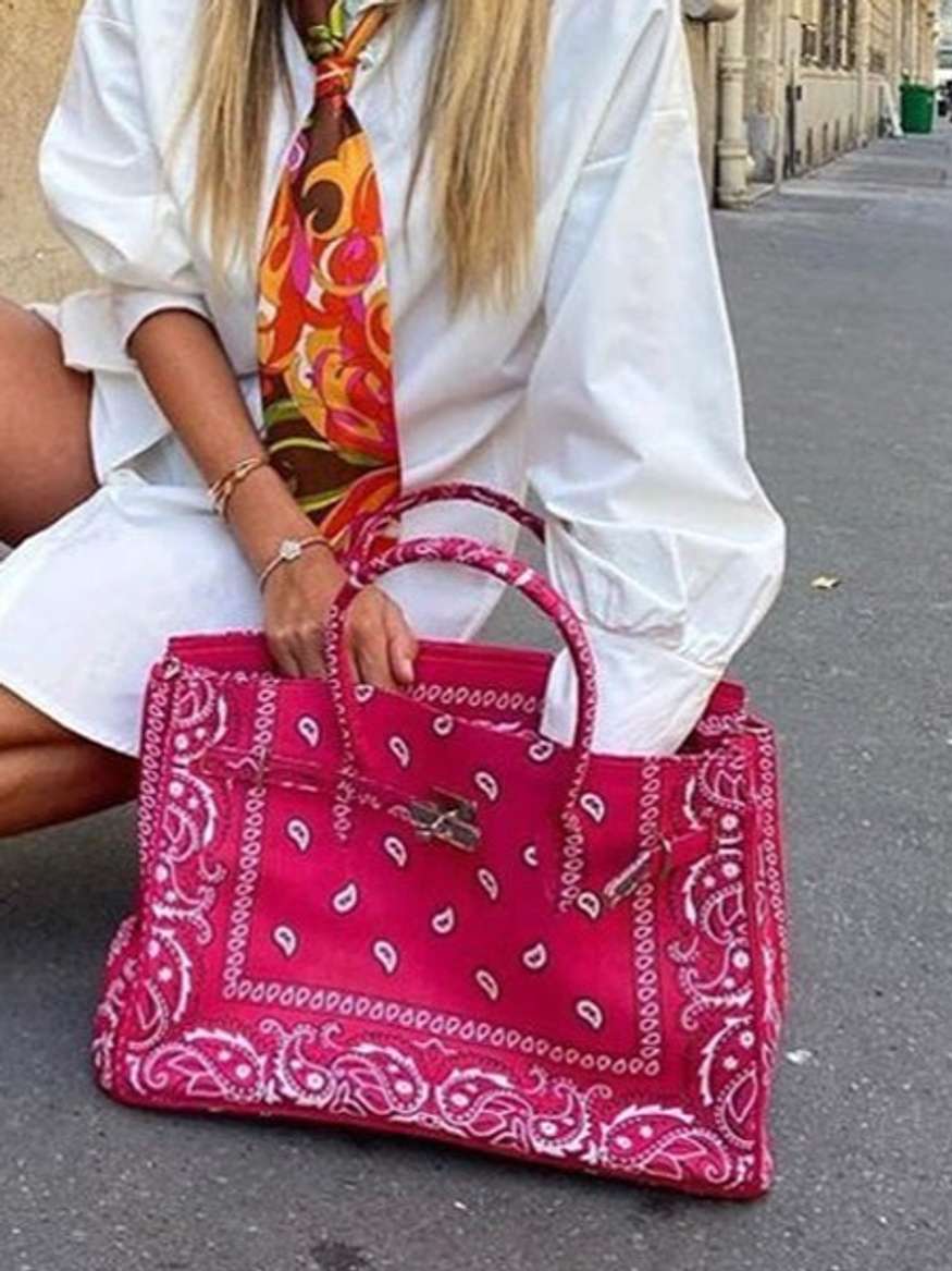 Birkin Style Bandana Handbag in Dark Pink by My Tindy Lemonade Fashion by My Tindy LEMONADE FASHION