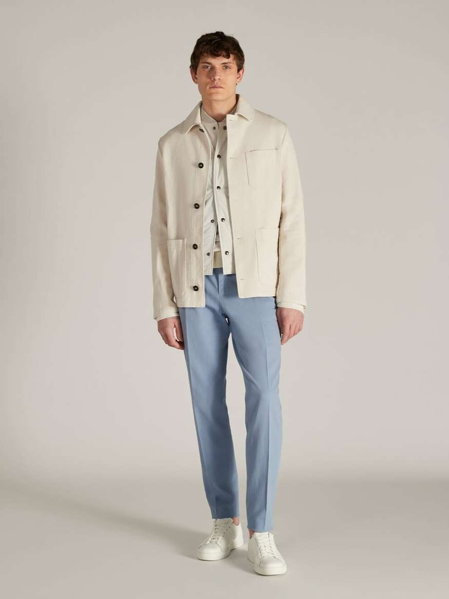 Slowear Montedoro Regular Fit Twill Jacket Shirt in Ivory by