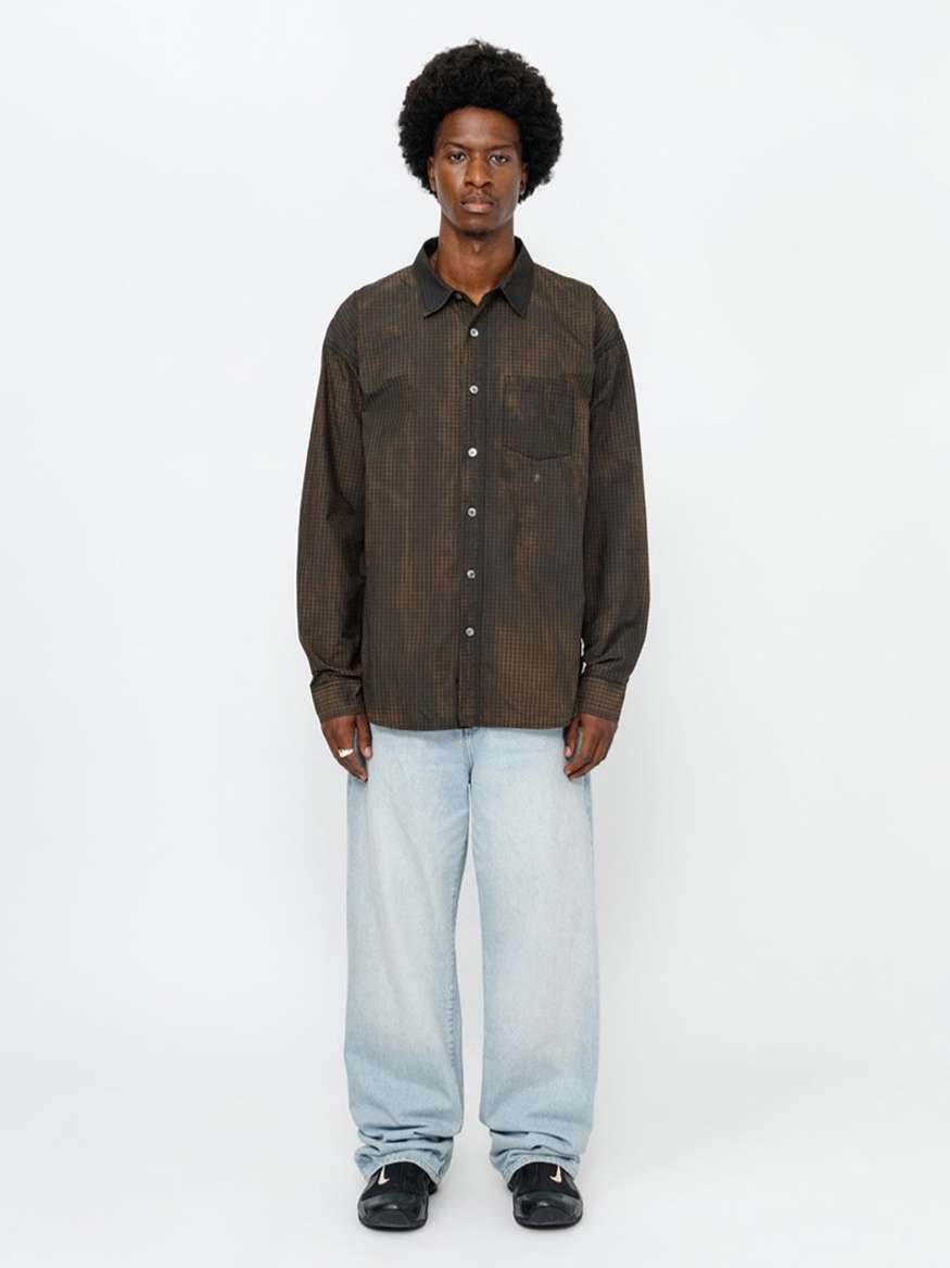 トップス STUSSY CLASSIC LS SHIRT SPRAYED Stussy Classic LS Shirt Sprayed Tan – LIKELIHOOD