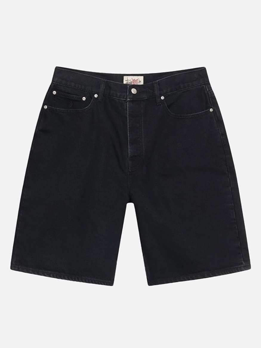 パンツ Stussy BIG OL' SHORT DENIM WASHED BLACK Stussy Big Ol' Short Washed Black Denim Men's - SS24 - US