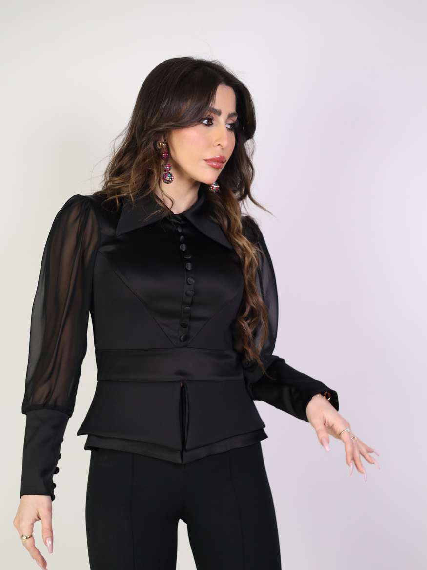 Double Peplum Top with Button Detail by MISS by Maysam | Lemonade