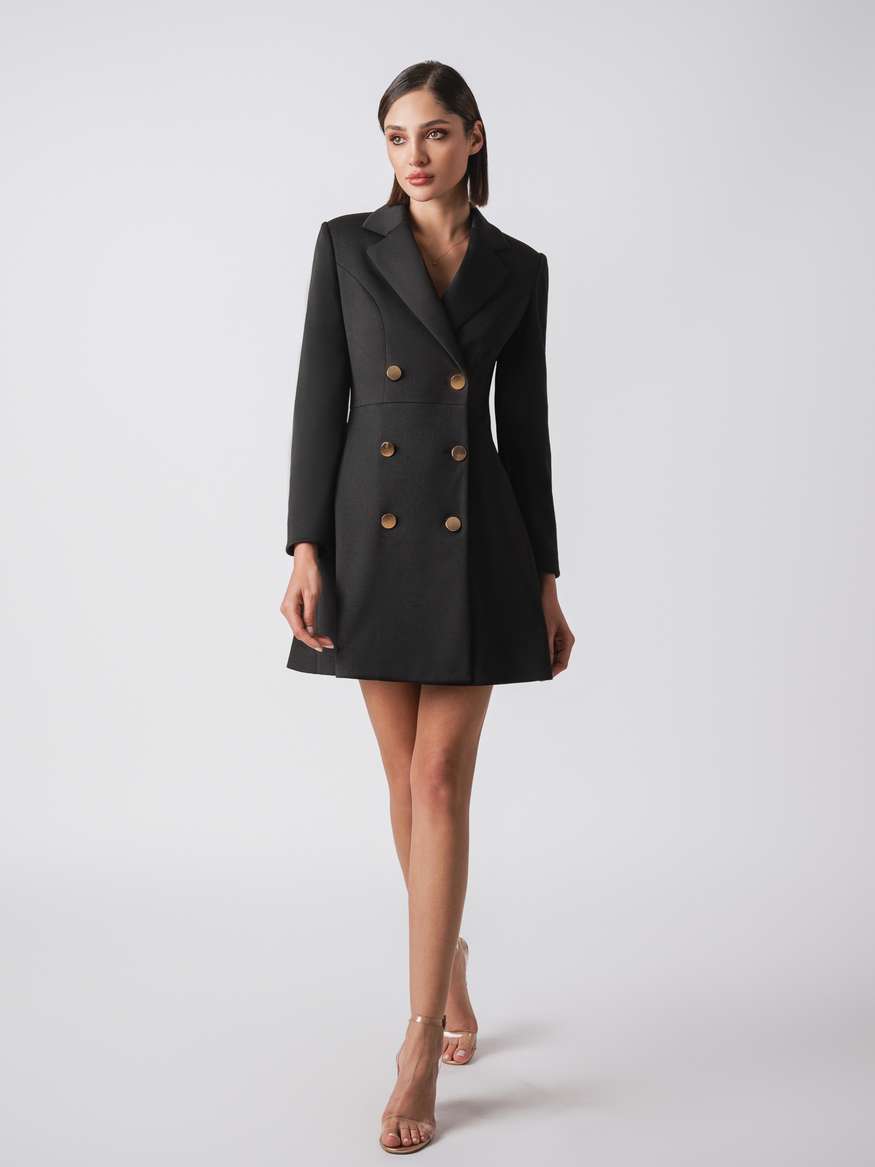 Black gold button blazer dress best sale