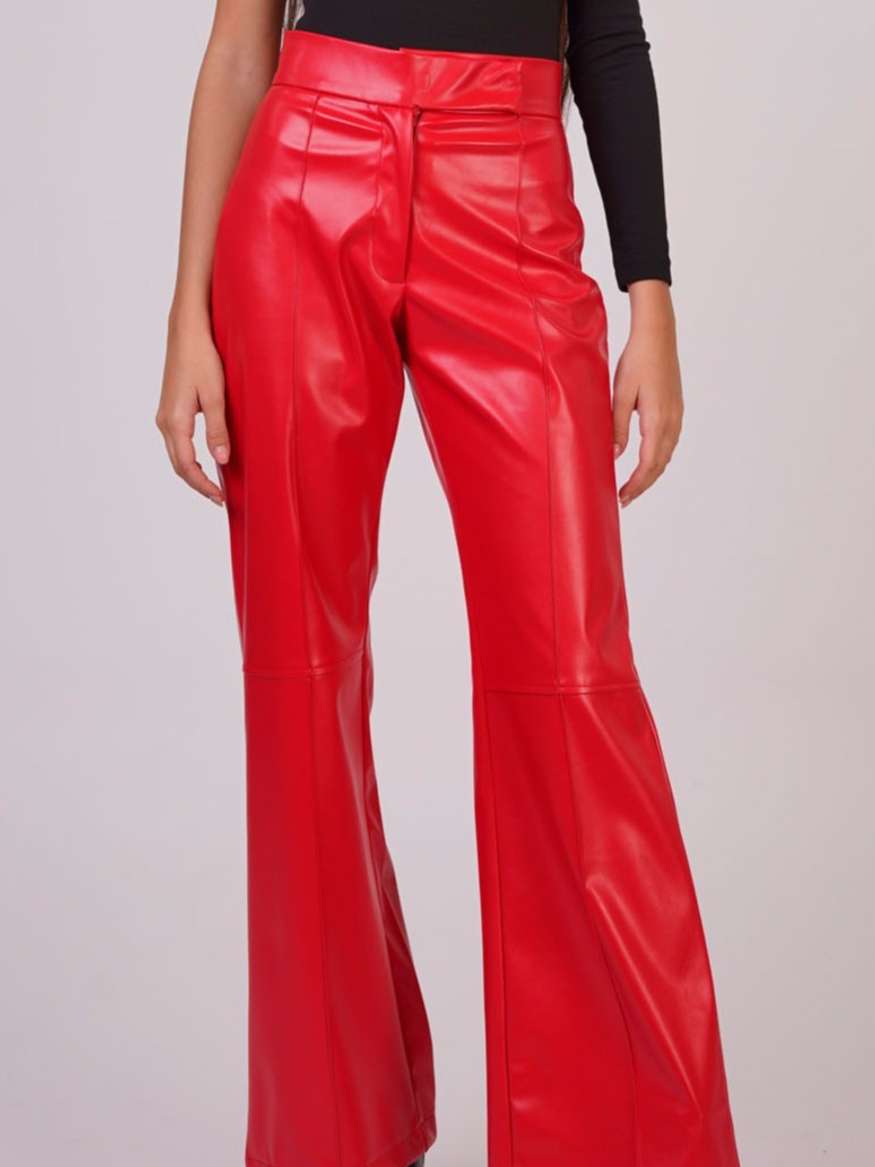 Red Faux Leather Pants by One53 | LEMONADE FASHION