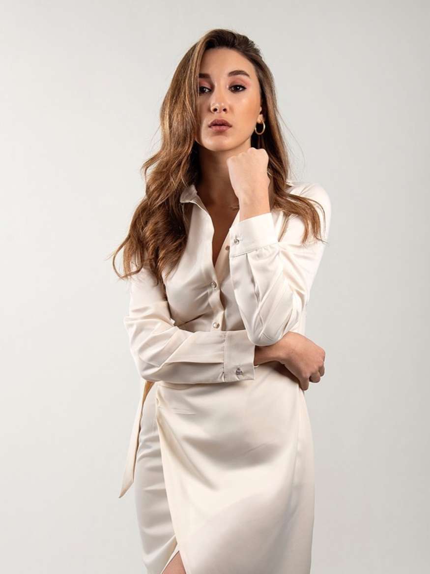 PIPP | Off-White Satin Shirt Dress by ZED | LEMONADE FASHION by ZED PIPP | Off-White Satin Shirt Dress by ZED | LEMONADE FASHION by ZED