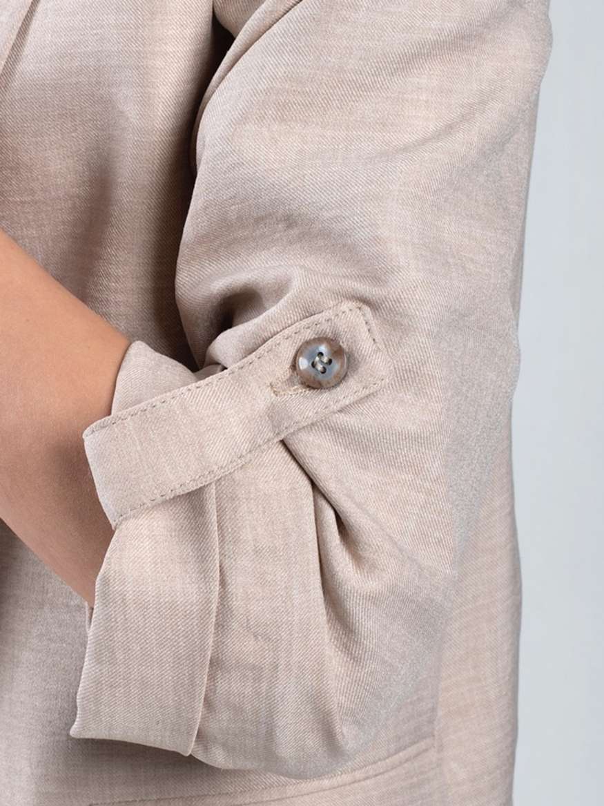 【新品・タグ付き】Baybee wlace up blouse（ベージュ） Beige Rolled-up Sleeves Blazer by ZED | LEMONADE FASHION