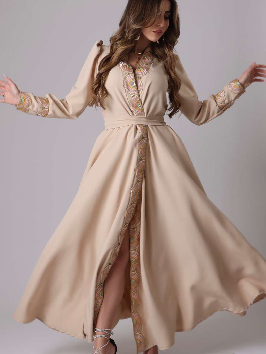 Beige kaftan dress hotsell