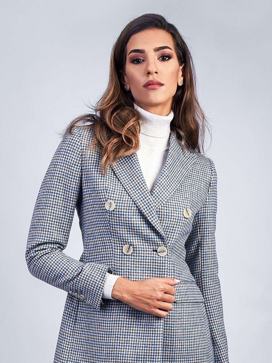 Blue houndstooth blazer hotsell