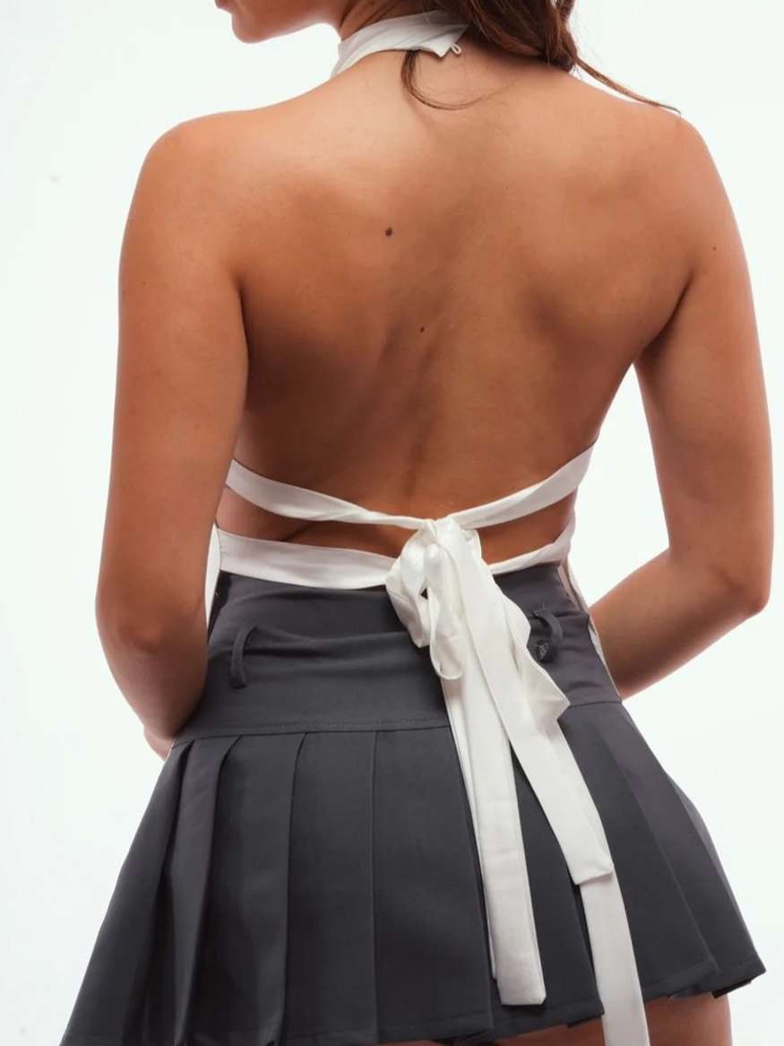 Grey Box Pleat Mini Skirt by Zoefy | Lemonade Fashion by Zoefy