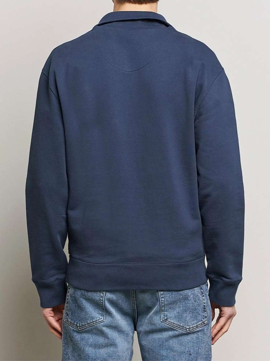 Fox Head Half Zip Sweatshirt in Ink Blue by Maison Kitsuné