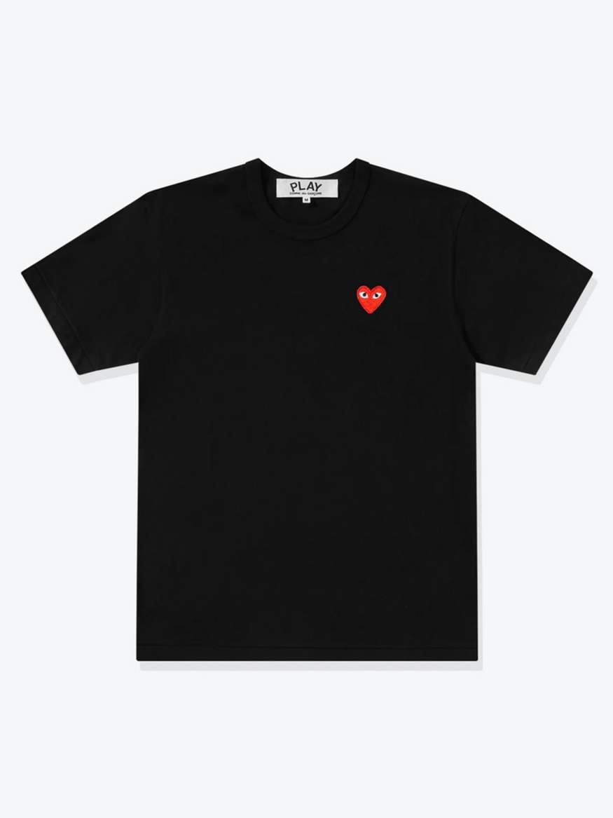 Red Heart Cotton T-Shirt in Black by Comme Des Garçons | LEMONADE